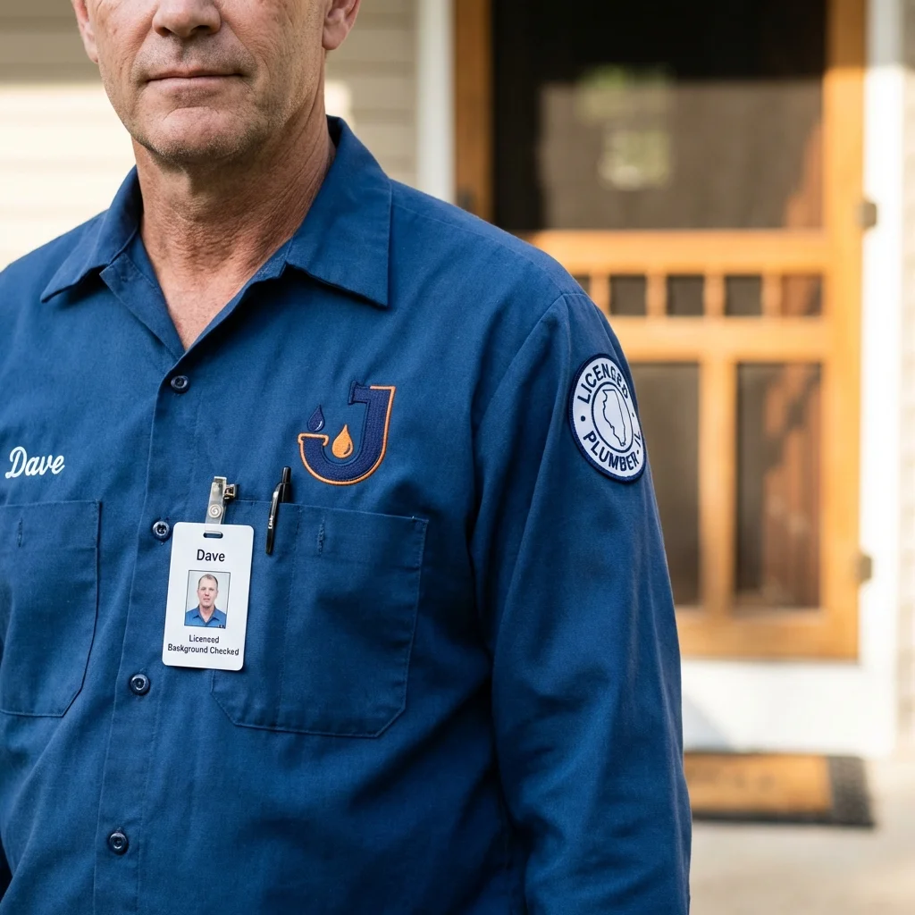 Licensed plumber showing ID badge in Warm Springs, MT